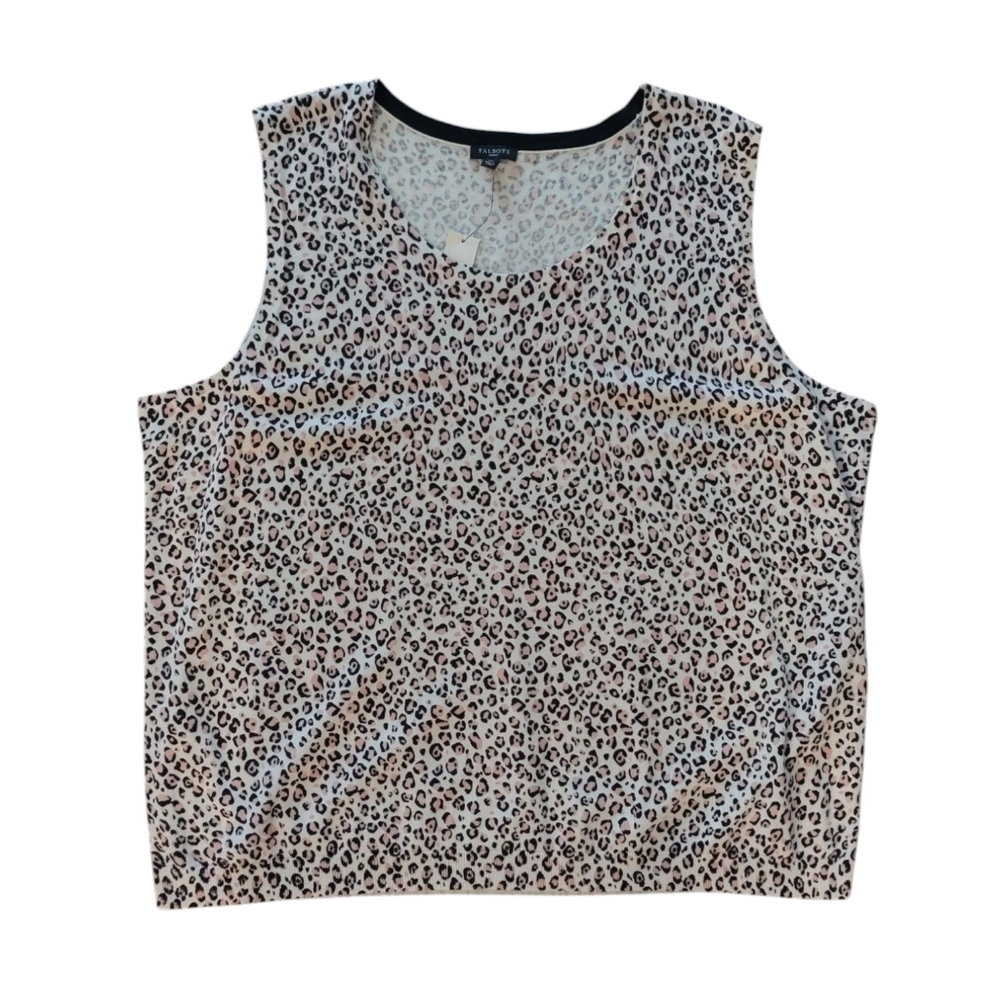 Talbots Leopard Print Sleeveless Sweater Shell NWT